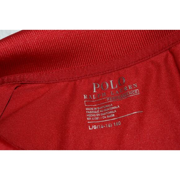 Polo Ralph Lauren Golf Polo Shirt Boys Size Large Polyester Performance Red - Picture 3 of 6